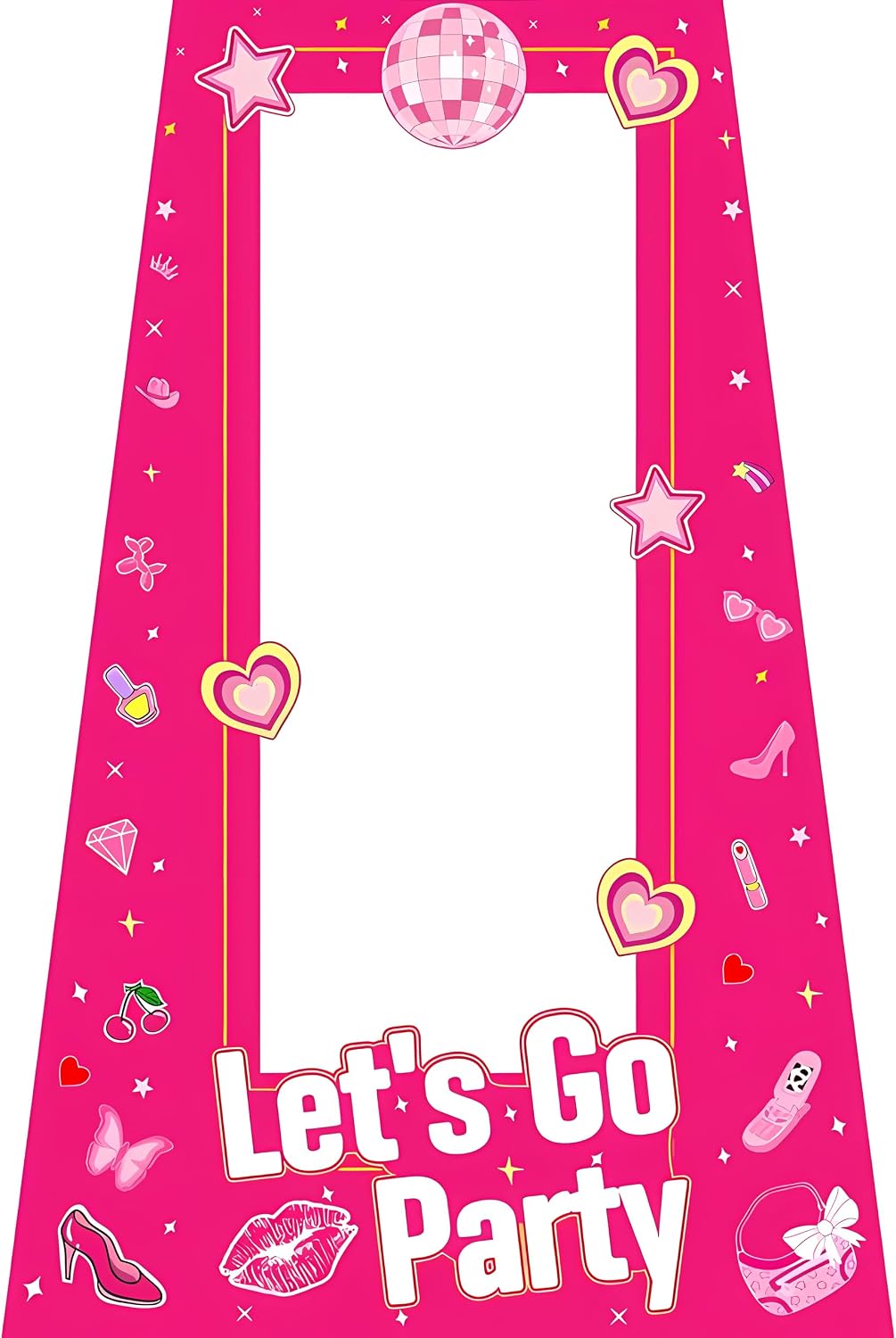 Tall Life Size Hot Pink Girls Photo Booth for Girls Birthday Party Photoshoot Princess Doll Let's Go Bachelorette Theme Party Decorations Girl Birthday Party Supplies Favors (4.9 Ft x 3.2 Ft)
