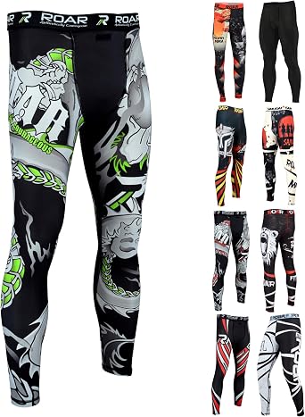 ROAR-INT Compression Pants Men MMA Leggings No-Gi Grappling Spats BJJ Pants Compression Tights Jiu Jitsu Spats