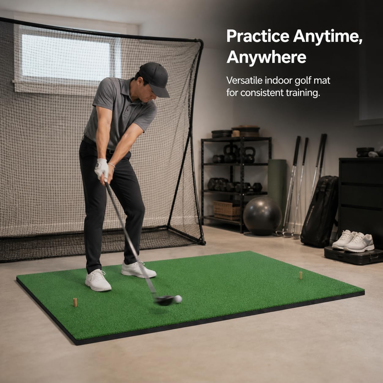 Golf Tragbare Übungsmatte Indoor | composite Material - Golf-Tee enthalten - für Golfübungen - PP-Gras - Basis - für Heimgebrauch