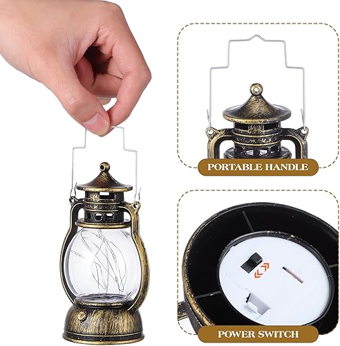 Miniatura 7 de TEHAUX 1pc Retro linterna de mano decorativa lámpara de queroseno creativa barra colgante lámpara para el hogar escena vibe iluminación (con batería)