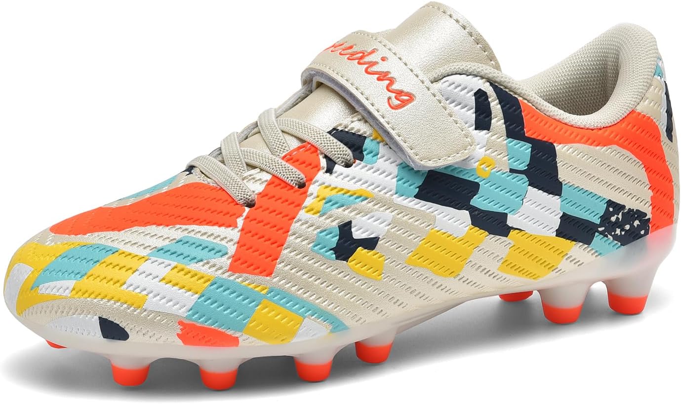 Kids Boys Girls Soccer Cleats Firm Ground - Low-Cut Youth Football Cleats, Lightweight Laceless Multi-Ground Training Soccer Shoes