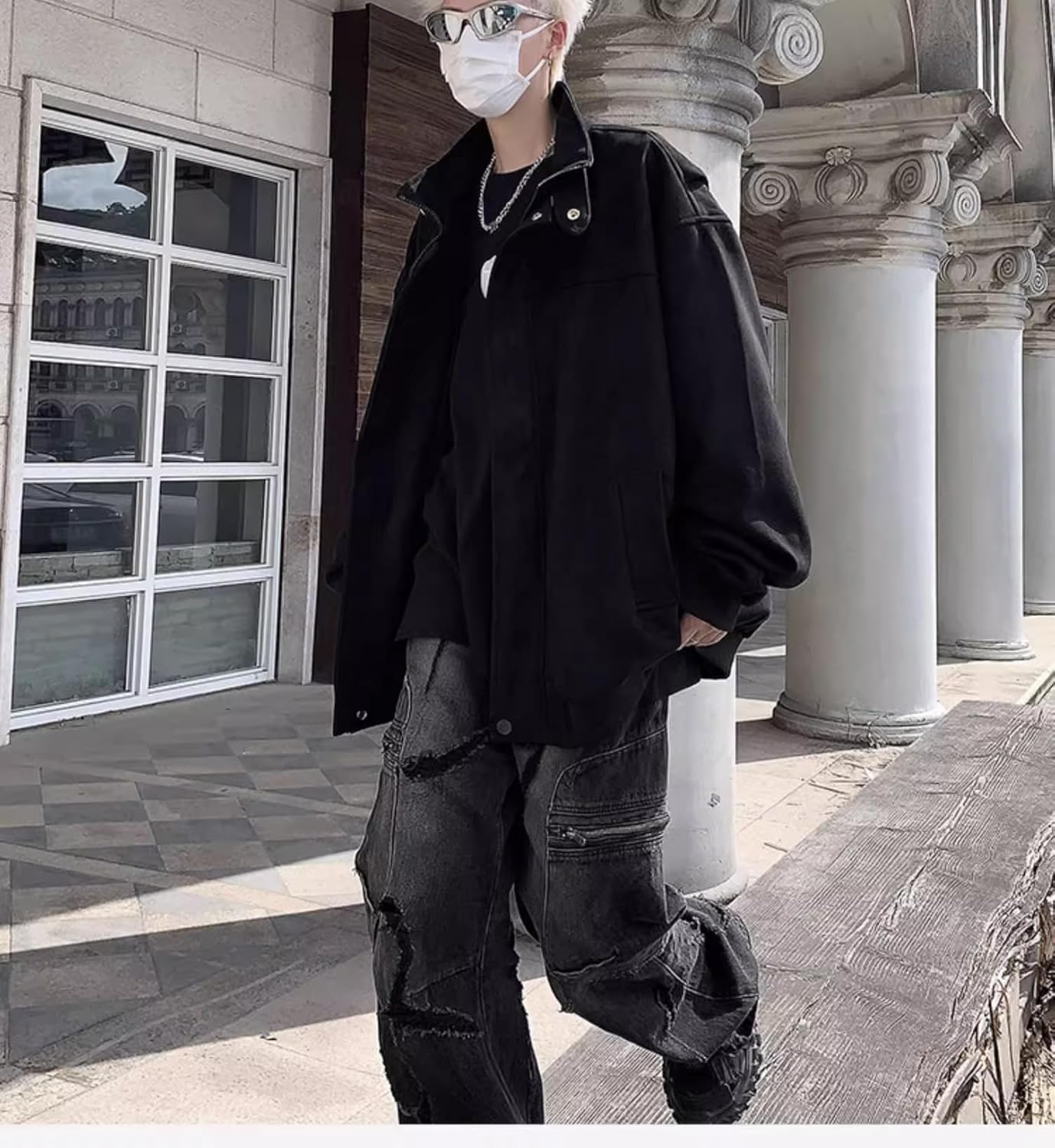 GUOYUXIAO Men's Jacket Male's Stretch Long Sleeve Coat