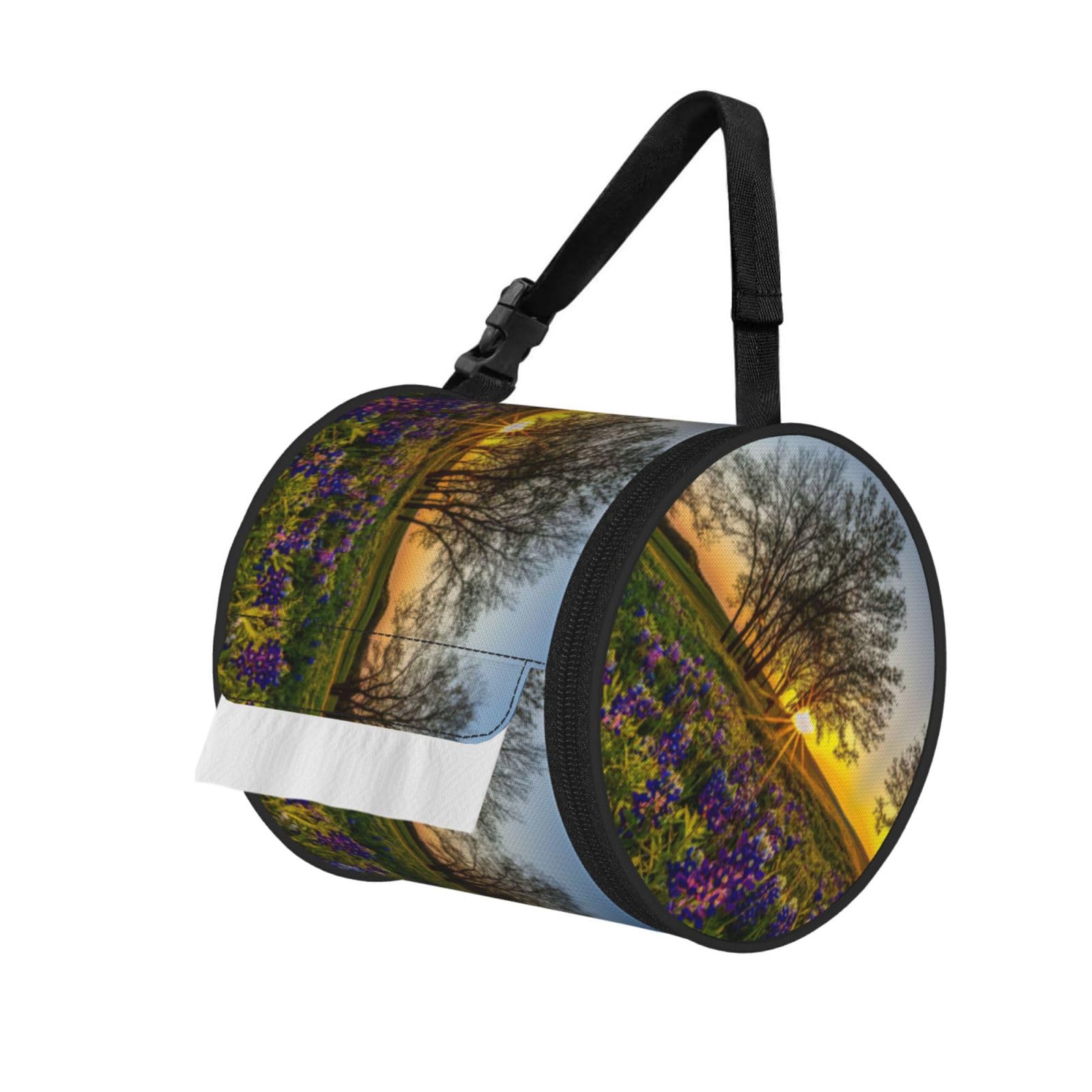 Lavender Meadow At Sunset Spring Print Fashion Tissues Organizer Box, Hanging Tissue Holder For Purse Coins For Car Office Daily Outing