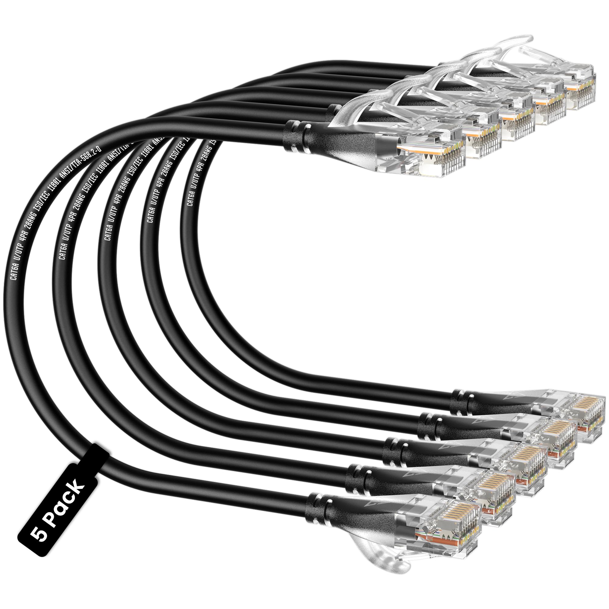 CableGeeker Cavo Ethernet sottile CAT6A, 0,9 m, 10 Gbps, 550 MHz, cavo di rete ad alta velocità con connettore con finitura opaca, rame puro OFC, rivestimento in PVC, RJ45 per giochi, data center