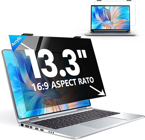 Pantalla de privacidad para laptop de 13.3 pulgadas, pantalla de privacidad colgante 9H para portátil de 16:9, acrílico HD, protección ocular