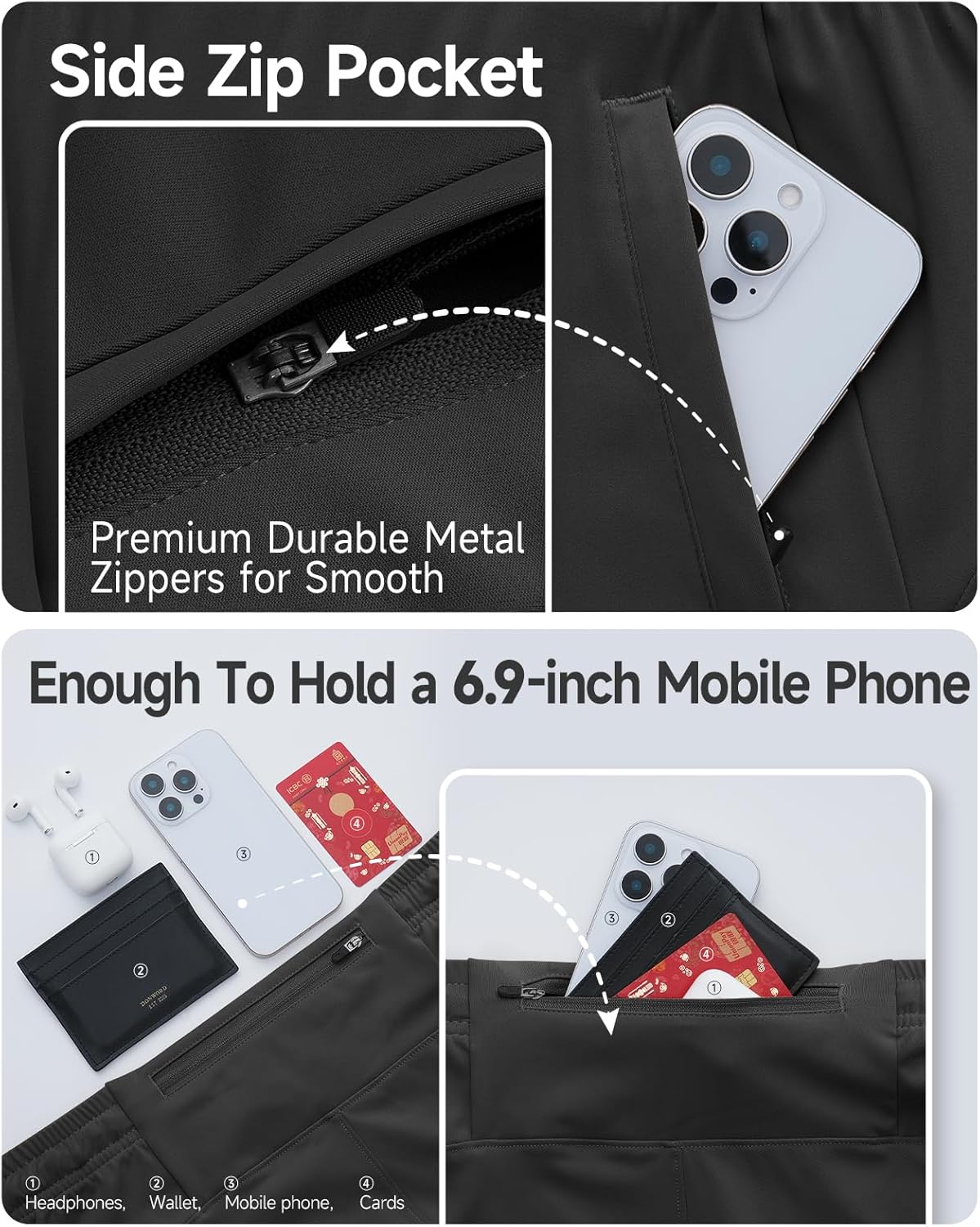 CANGHPGIN Mens Athletic Joggers with Zipper Pockets Lightweight Gym Sweatpants Men Stretch Workout Track Pants Jogging - Image 6