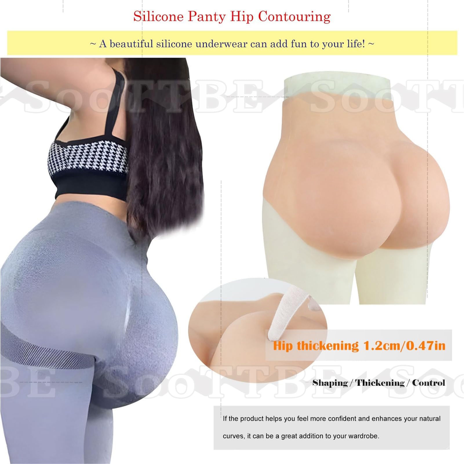 Culotte Taille Haute en Silicone pour Femmes, Rehausseur De Hanches, Culotte Triangle Gainante, Cache-CœUr, Culotte De Travesti