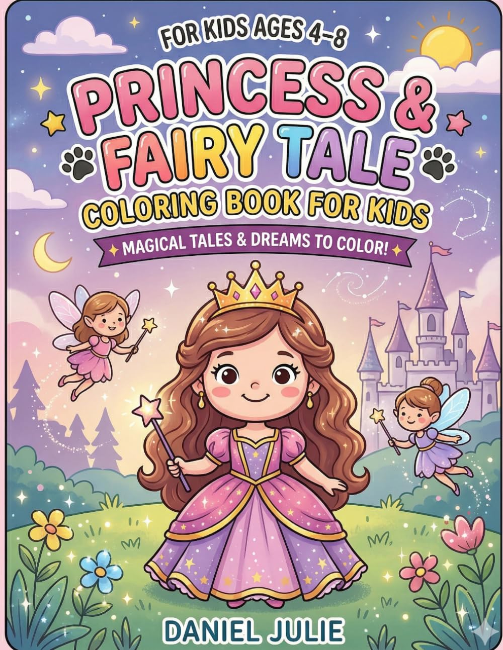 Princess & Fairy Tale Coloring Book for Kids Ages 4-8: Fun and Easy Princess, Castle, Fairy, and Magical Story Coloring Pages