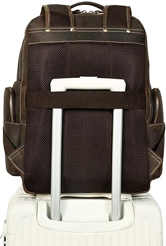 Miniatura 5 de Taertii Mochila vintage de cuero de grano completo para hombre mochila para laptop de 16 pulgadas mochila de viaje para senderismo mochila de 32 L
