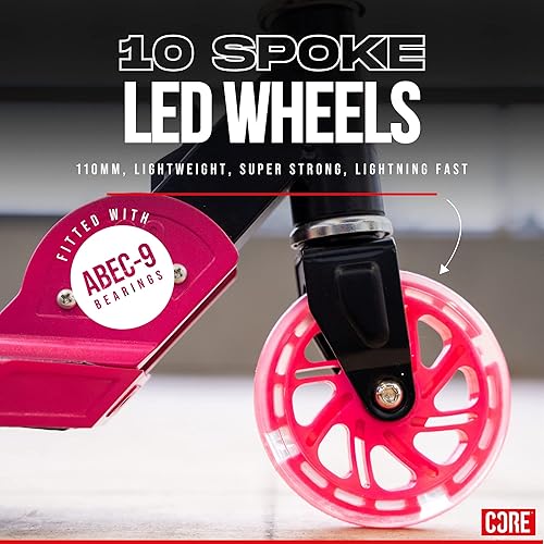 Miniatura 3 de Patinete para niños de 6 a 12 años CORE Foldy Kids Scooter, Kick Scooter, 2 ruedas LED iluminadas, scooter fácil plegable, manillar de 3 alturas