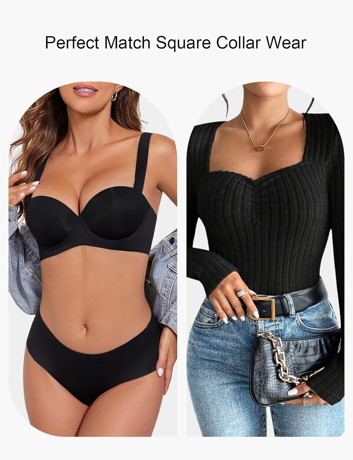 Padded Push Up Bras for Women T-Shirt Underwire Bra Support Add One Cup Black 38D - Image 5