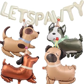 Lets Pawty Balloons Banner 16 Inch, Themed Birthday Party Decorations Cute Puppy Foil Mylar Animal Balloons Baby Shower Pet for Dogs Paw Pet Puppy Theme Party balloon lets pawty dog balloon