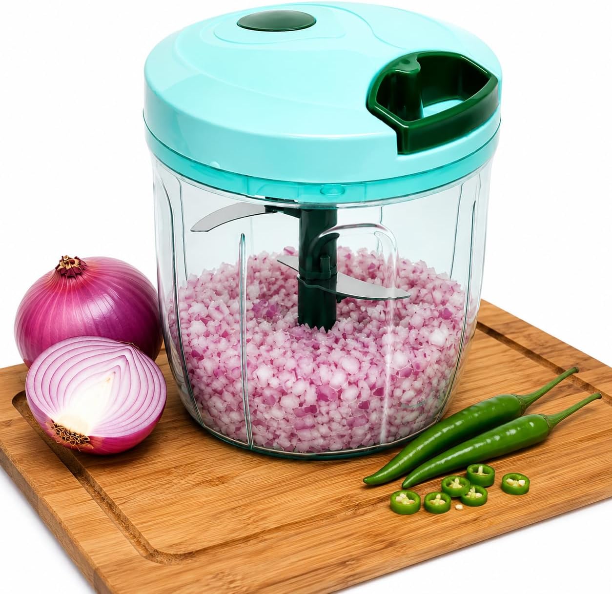- Plastic Manual Vegetable Chopper for Kitchen, Vegetable Cutter for Kitchen, Onion Cutter, Onion Chopper (Multi Colour) (900 ml)