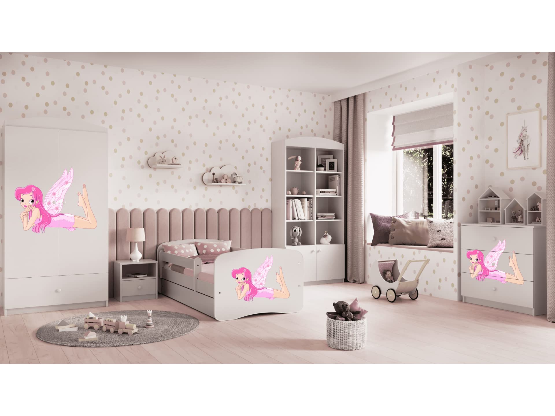 Générique Cassettiera BABYDREAM - Fata con ali - in pannelli di particelle 81x41x80,5 cm, 3 cassetti, colore bianco