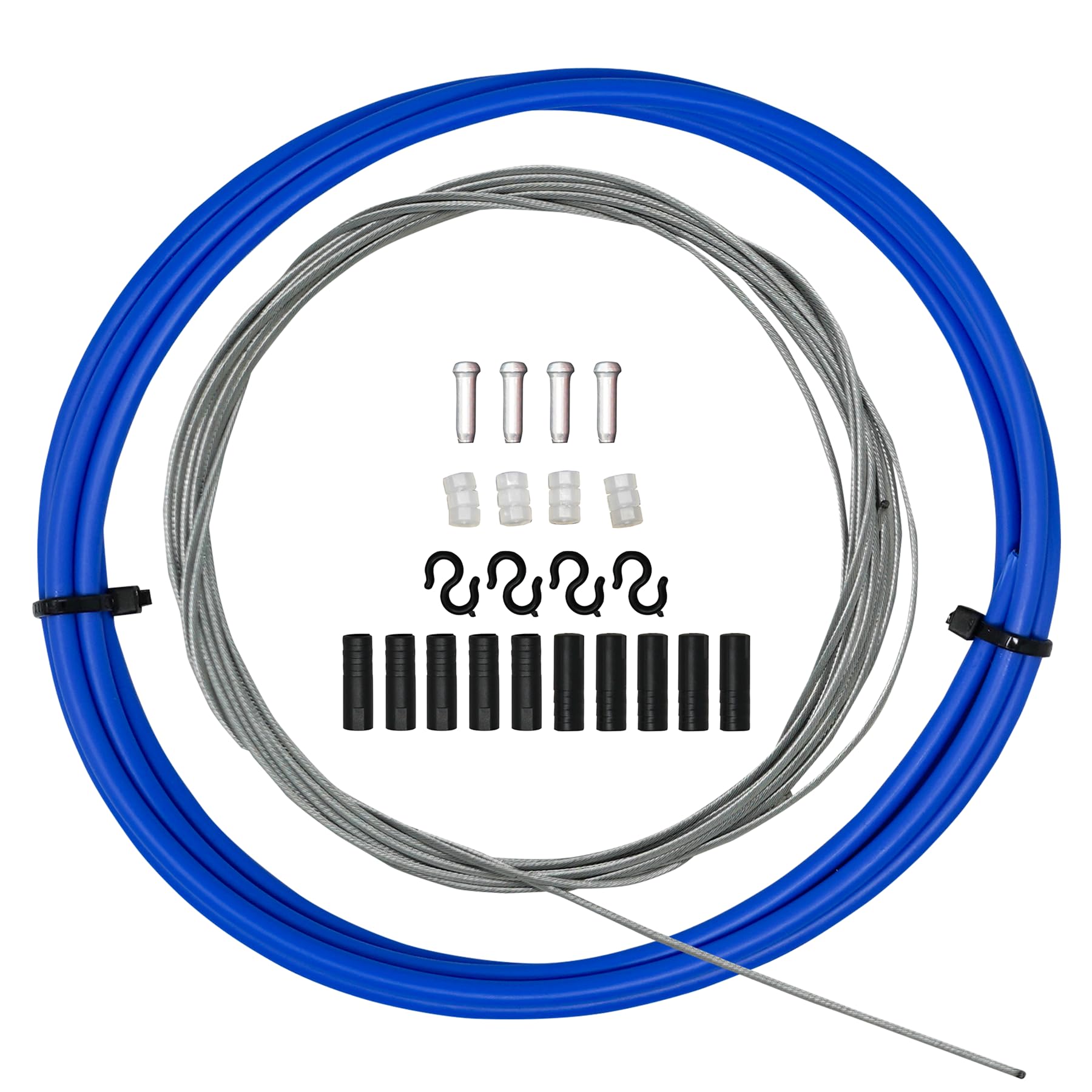 Laxzo ® Blue Bike Brake Cable Set, 4 Pieces Universal Bicyle Brake Cable Housing Kit Bike Front and Rear Brake Cable Bicycle Shift Cable Housing Kit For Mountain Road Bike