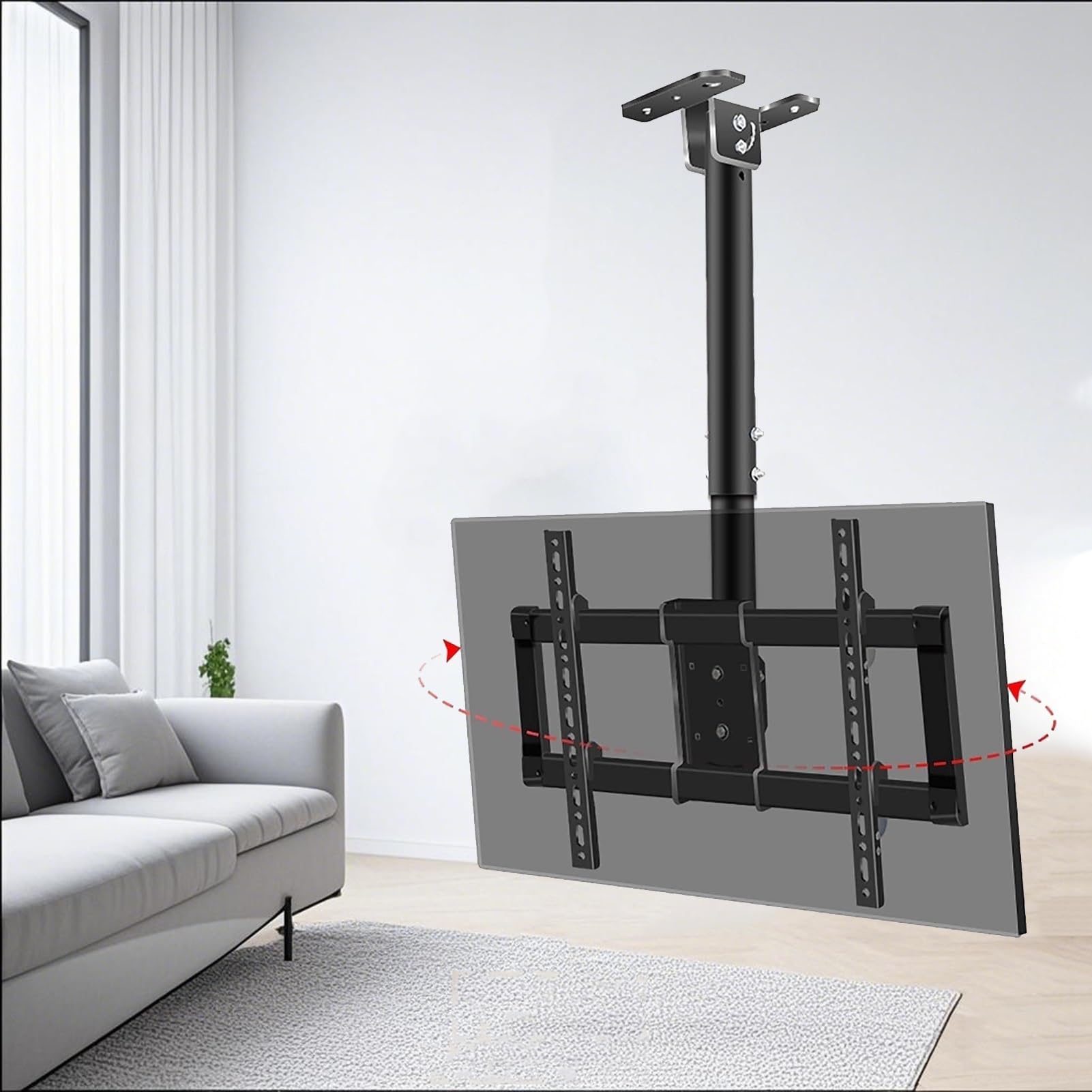 Support plafond TV pivotant grand écran VESA 600x400 pour téléviseur 85 pouces