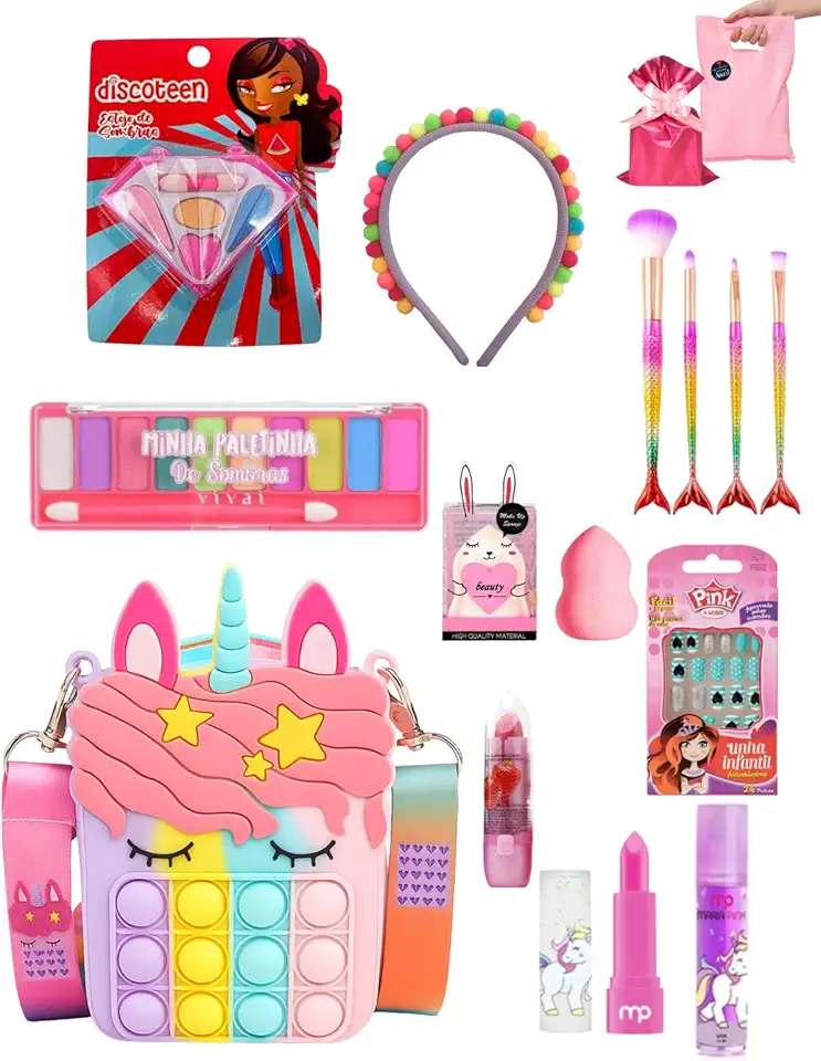 Presente Menina Maquiagem Criança Com Bolsa Pop It