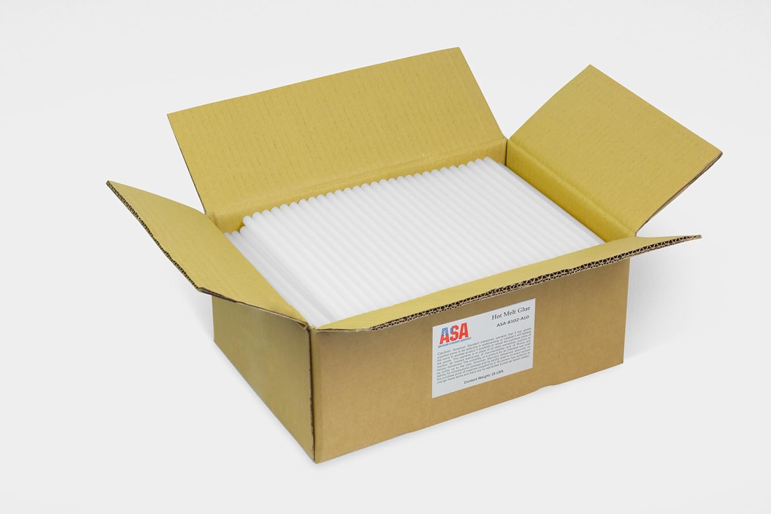 ASA 7/16" x 10" Long. Clear Industrial Full Size Hot Melt Glue Sticks. High Temp Good for, Plastic, Woodworking Fabric, Ceramic, Corrugated Materials, and Fabric, 25 lbs (Approx. 483 Sticks)
