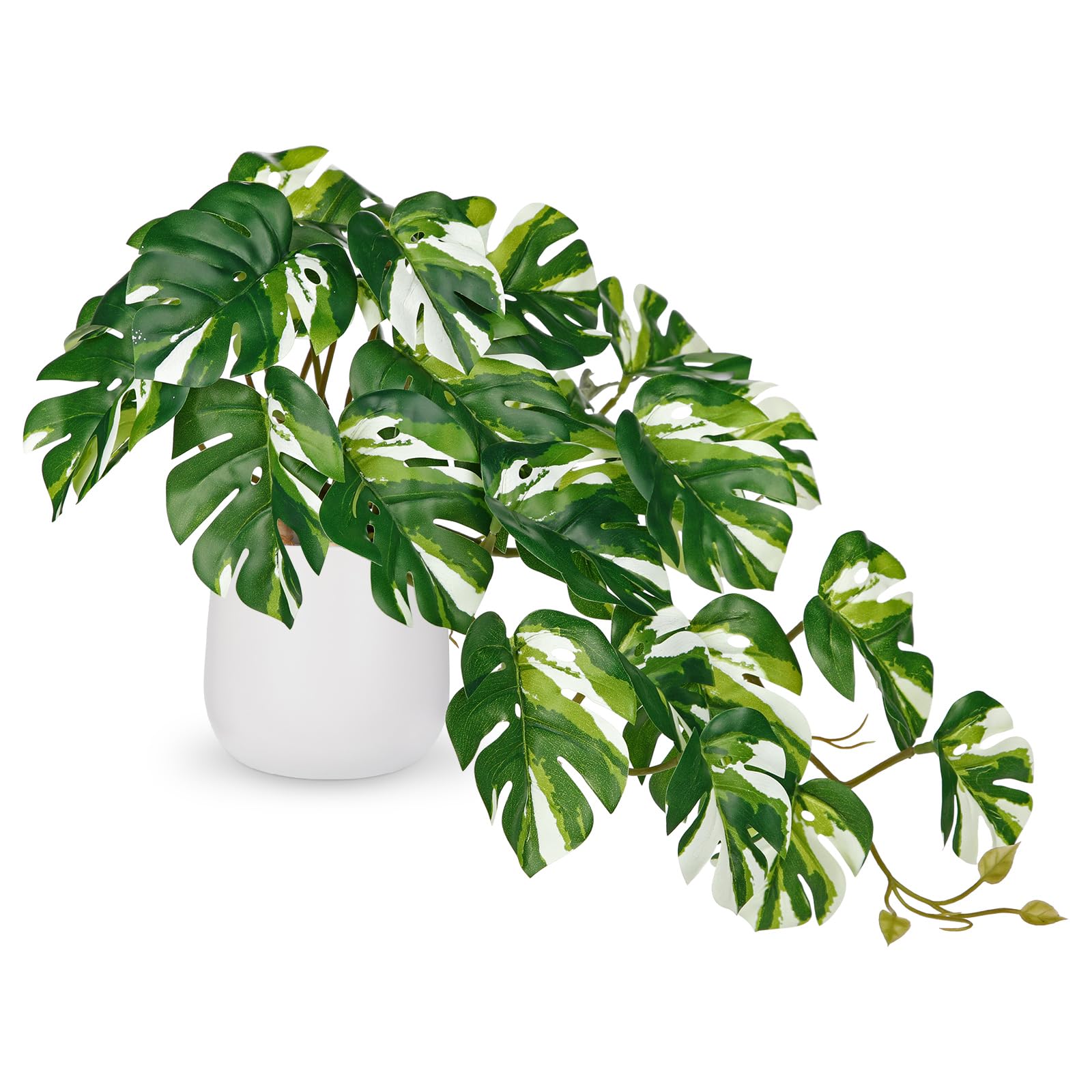 Hollyone Artificial Plants in Ceramic Pots, Fake Monstera Plant Decorative Faux Potted Plants, Realistic House Plant Indoor for Home Décor, Bathroom, Living Room, Kitchen, Shelf, Office Decorations — image 1
