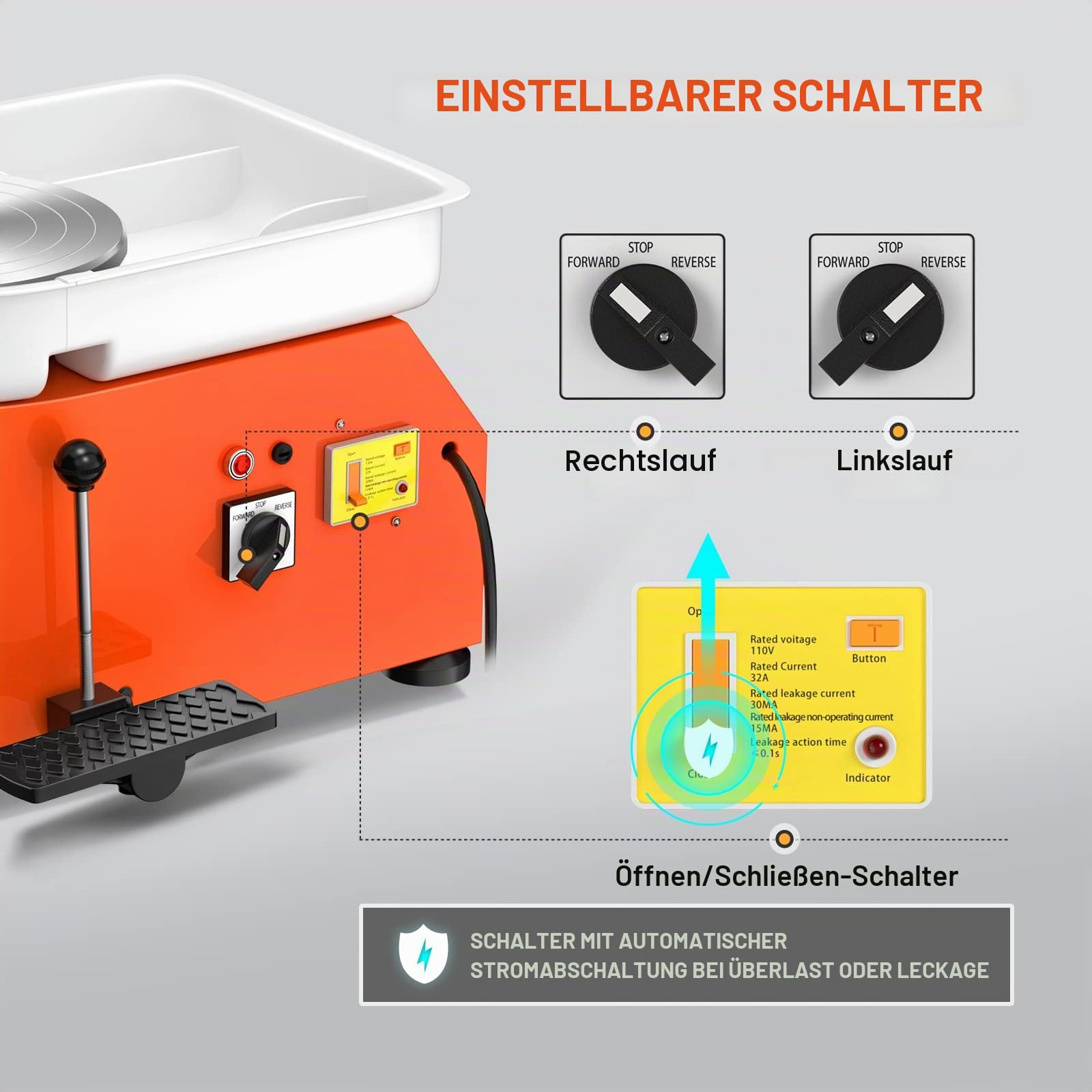 Elektrische Töpferscheibe 25CM 350W Professionelle Töpferscheibe Formmaschine Keramik Clay Maschine mit Töpferwerkzeugen für Erwachsene, Töpferanfänger, Töpferstudio
