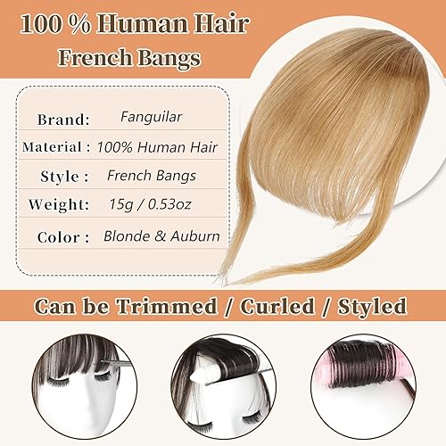 Miniatura 3 de Flequillo con clip de cabello humano real, flequillo francés, extensiones de cabello humano para mujeres