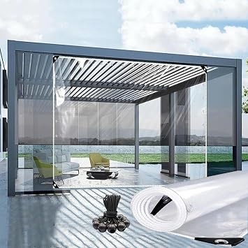 DAZULI Transparent Tarpaulin Clear Heavy Duty Tarp with Eyelets Outdoor Transparent PVC Curtain Waterproof 420 G/m2 Foldable Gardening Plants Sheet CoversSize1x1m/3x3ft,ColorClear
