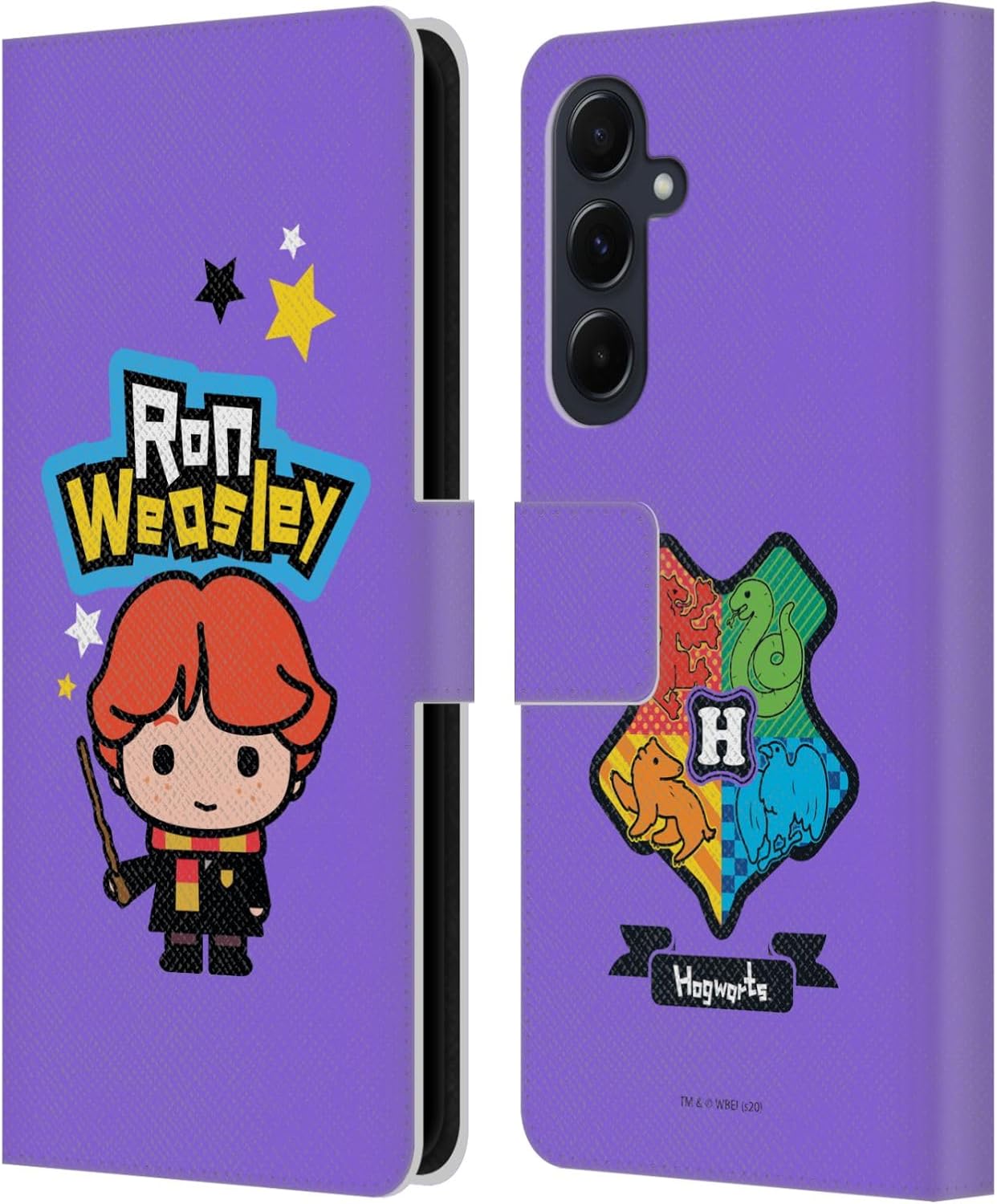 Head Case Designs Officially Licensed Harry Potter Ron Weasley Deathly Hallows XXVIII Leather Wallet Case Compatible with Samsung Galaxy A55 5G