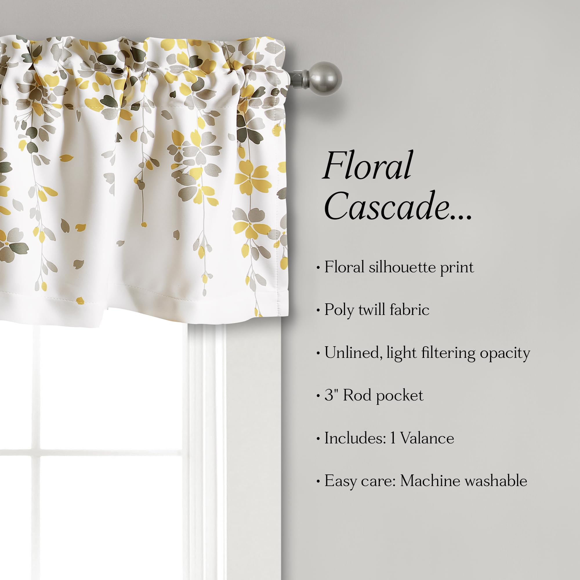 Mantovana Trasparente Kotile - Stile Rustico Floreale, Arancione Bruciato 132x45 Cm