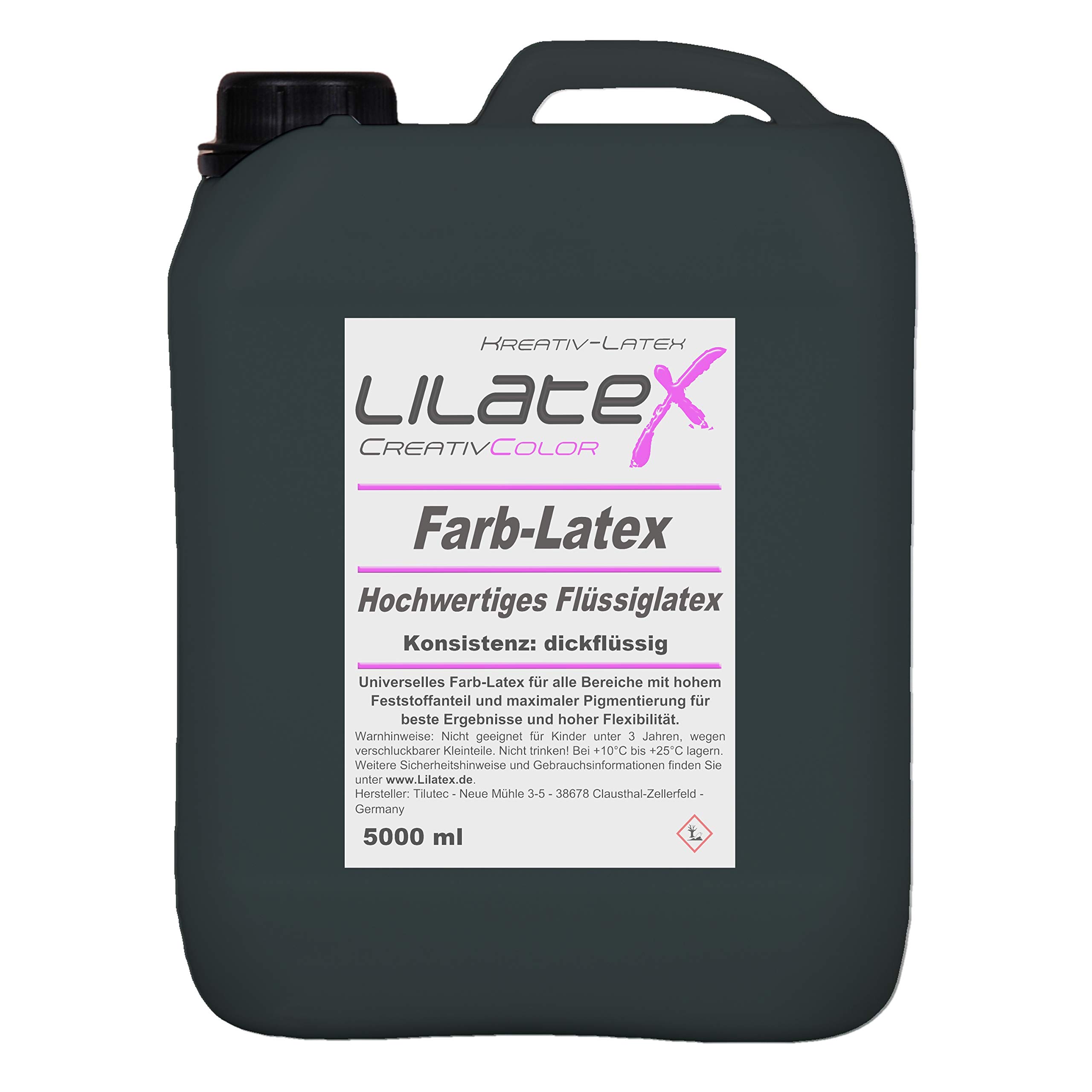 5 Liter farbiger Flüssiglatex/Farblatex/Latexmilch - dickflüssiger Naturlatex in TIEF SCHWARZ