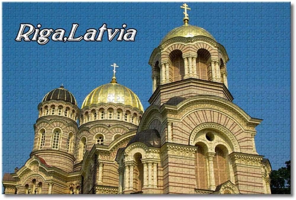 HUIHUIco Latvia Riga Orthodox Church Jigsaw Puzzles for Adults Kids 1000 Pieces Wooden Puzzle Game for Gifts Home Decoration Special Travel Souvenirs