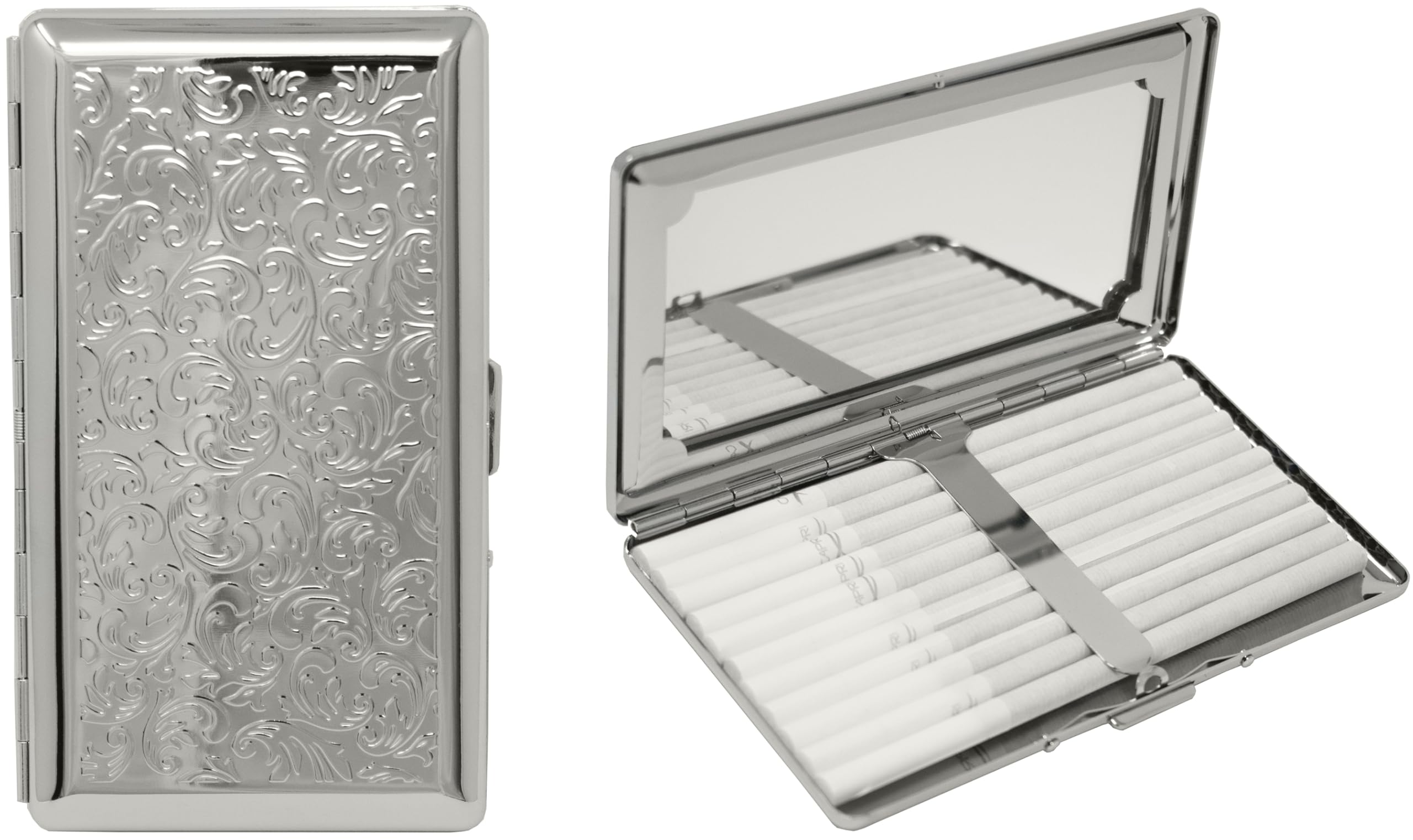cigarette mirror Set of 2 Metal-Plated 120s Compact Cigarette Case & Personal Mirror (Silver  Victorian Print) : Amazon.ca: Health & Personal Care