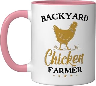 Backyard Chicken Farmer Chicken Lover Ceramic Mug, Pink/White