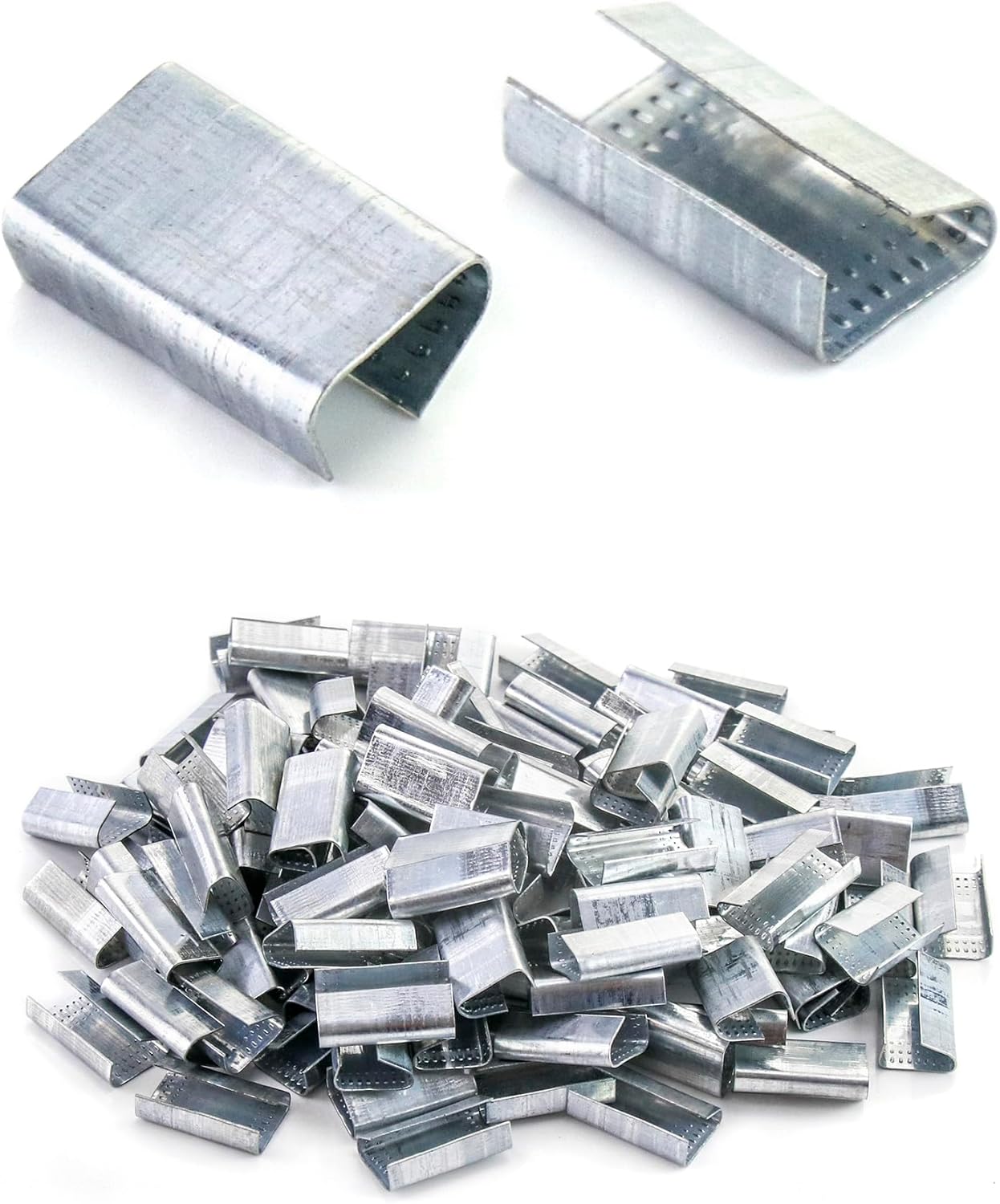 QWORK 1/2" Steel Strapping Seals – 1000 Pack Metal Clips for PP or Steel Banding, Pallet & Cargo Securing