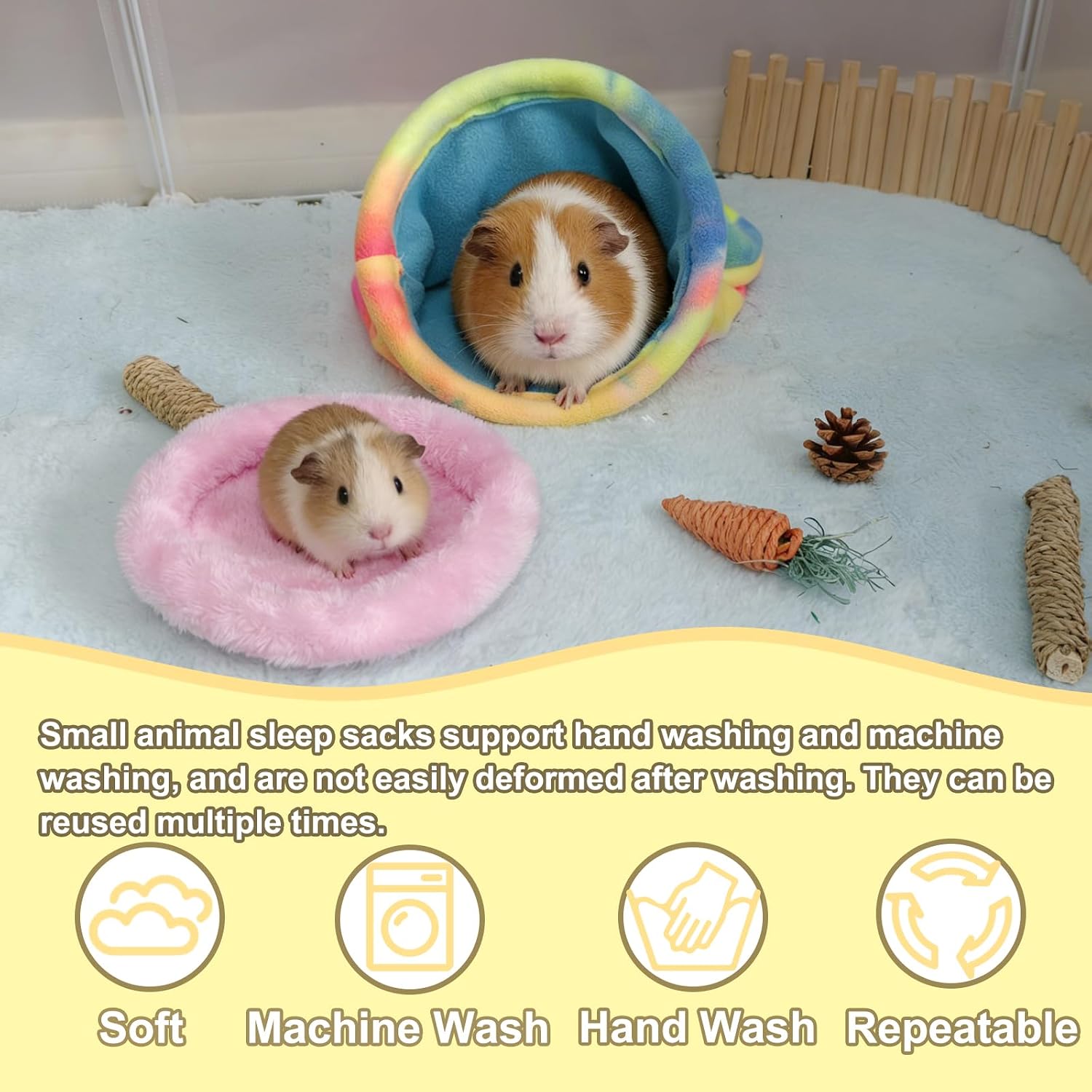 kathson 2PCS Guinea Pig Snuggle Sack,Soft Fleece Pet Sleep Sack Bag Hideout image 4