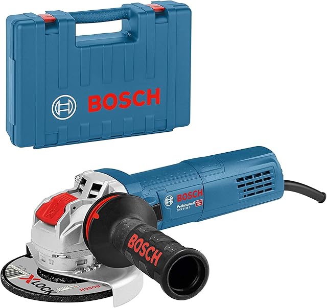Bosch Professional: szlifierka kątowa GWX 9-115 S (900 W, z możliwością stosowania osprzętu X-LOCK, Ø tarczy: 115 mm, osłona, rękojeść dodatkowa, walizka)