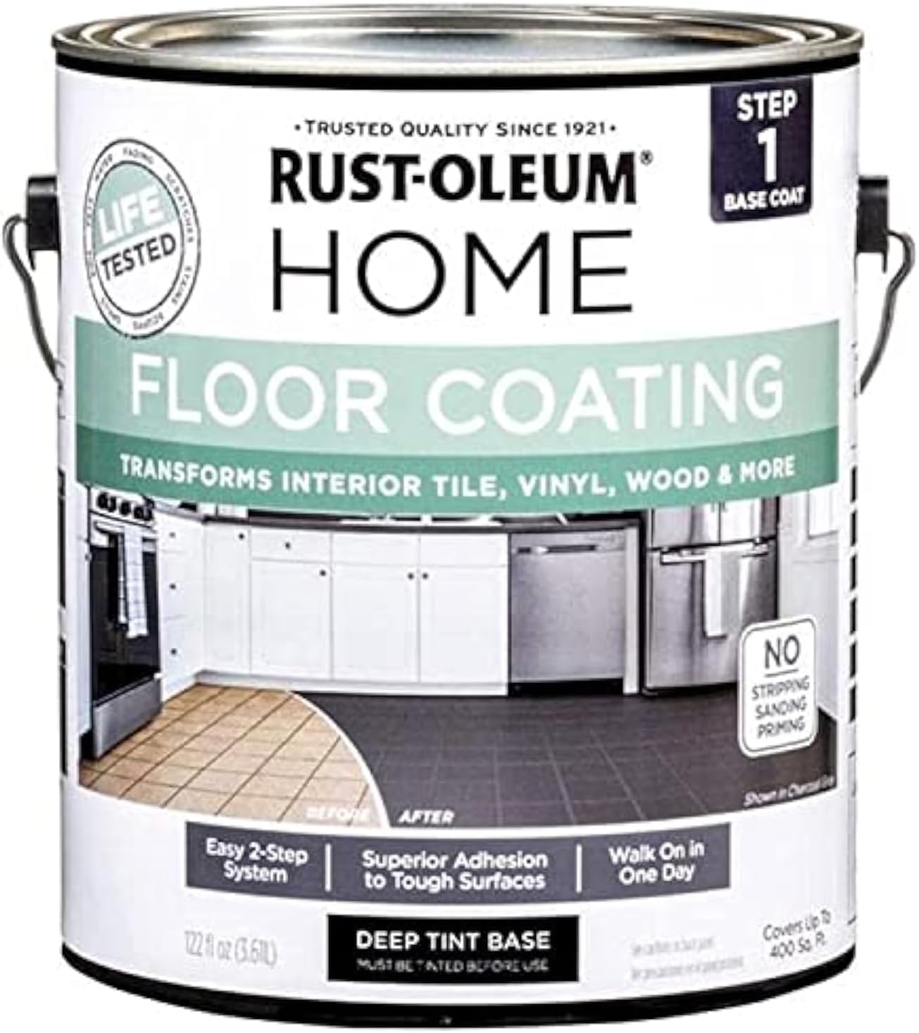 Rust-Oleum 358370 Home Interior Floor Coating System, Step 1 Base Coat, Deep Tint Base, 1 Gal miniatura 1