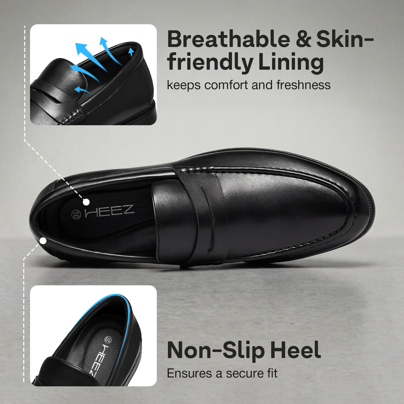 HEEZ Men's Penny Loafers, Casual Loafer Dress Shoes for Men Comfortable, Slip on Loafers for Business Formal Wedding Party Office — view 5
