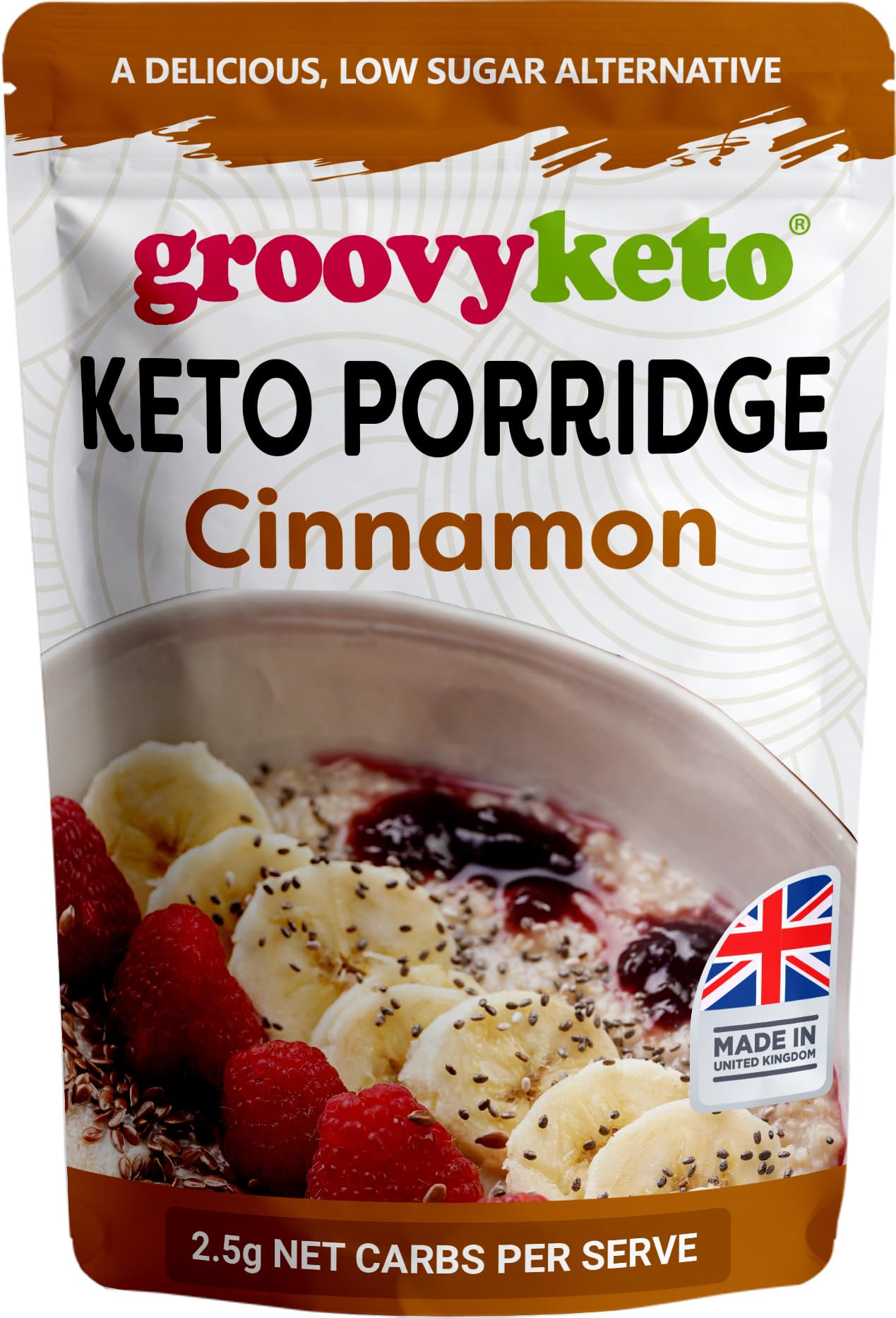 Cinnamon Breakfast Porridge | 2.5g net carbs | Low Carb Porridge Alternative | Keto Friendly, Diabetic Friendly, Grain Free (280g (1 Pack))
