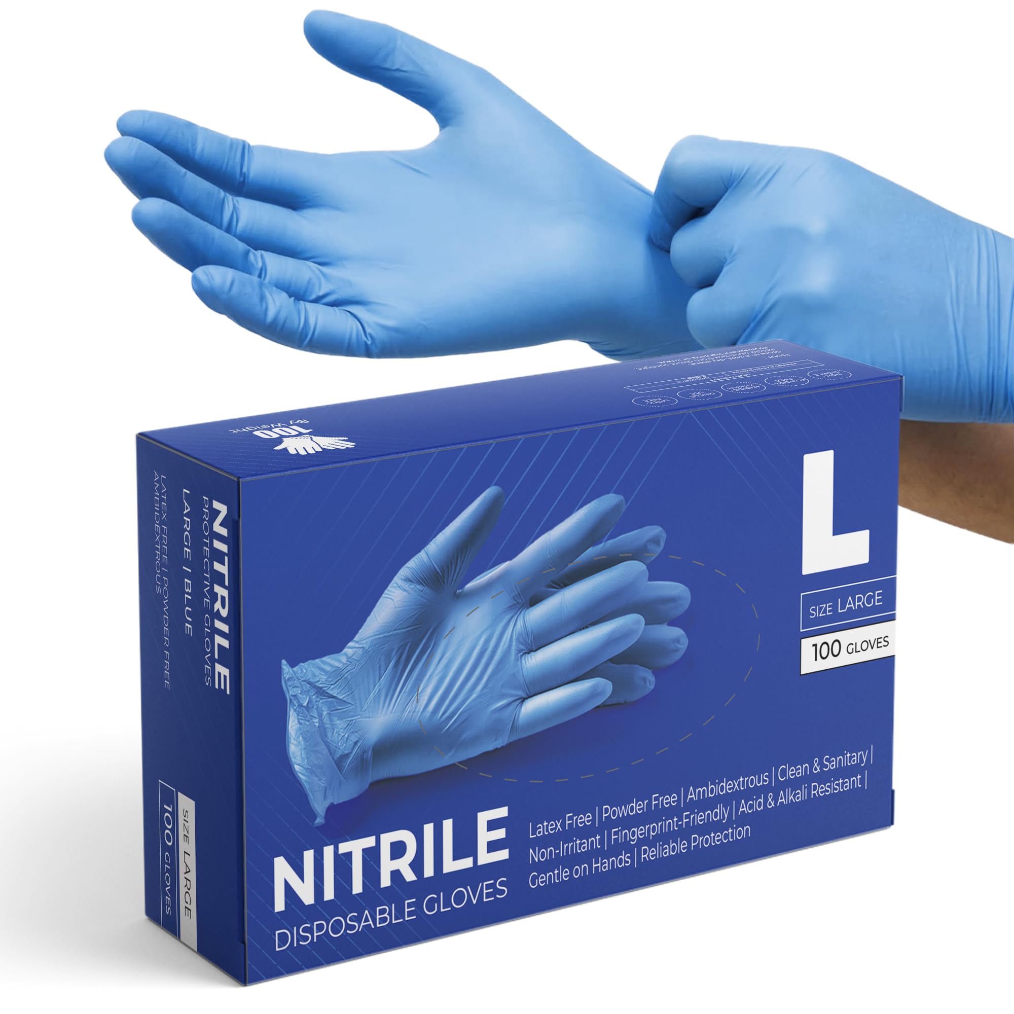 eatasty Disposable Gloves, Pack of 100, Blue Nitrile Gloves, Powder-Free, Latex-Free, Strong with Textured Grip, Multipurpose for Food Handling, Cleaning, Automotive & DIY — image 1