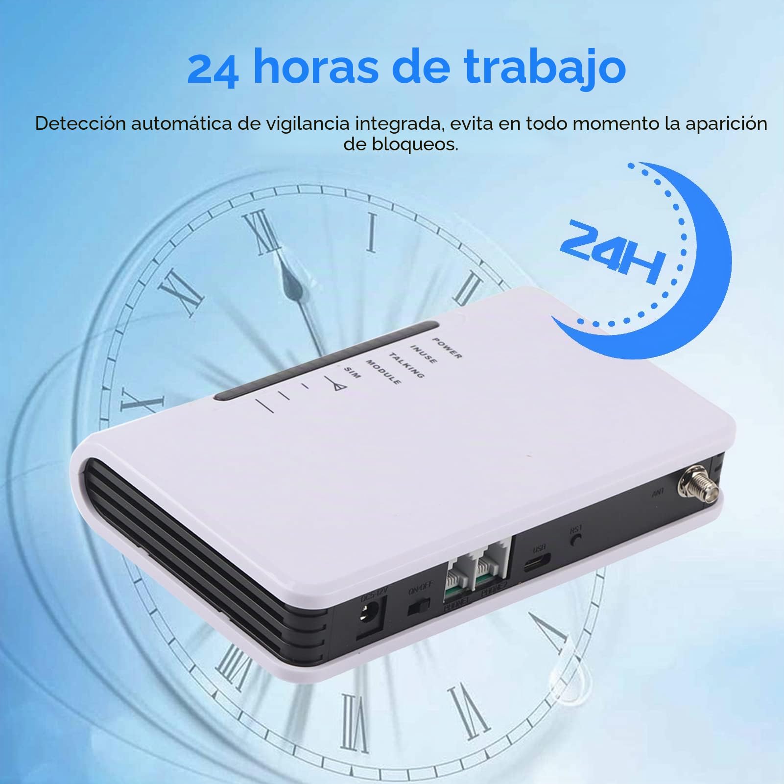 Terminal Inalámbrico Fijo, Inalámbrico a Caja de Teléfono con Cable gsm el Trabajo de 24 Horas Puede Conectar la Antena del Registrador de Alarma de la Caja del Teléfono(Blanco)
