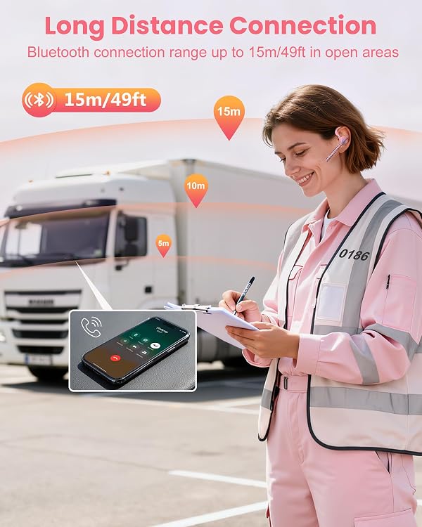 New Bee Bluetooth Headset V5.1 72H Talk Time Dual Mic with Mute Button for Business, Wireless Hand-Free Bluetooth Earpiece with 500mAh Charging Case for Cell Phone Calls Trucker Driver Laptop by New Bee - Image 7