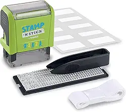 Trodat 's Stamp 'N Stick - Carimbo de borracha tipo"faça você mesmo" - Crie seu próprio selo têxtil personalizado - Testado dermatologicamente, ideal para marcar roupas e pertences das crianças
