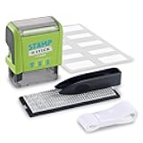 Stamp 'N Stick Clothes and Personal Belongings DIY Stamper, English Text with Special Characters – 3 Lines – Dermatologically Tested Ink, Dishwasher and Washing Machine Safe Ink