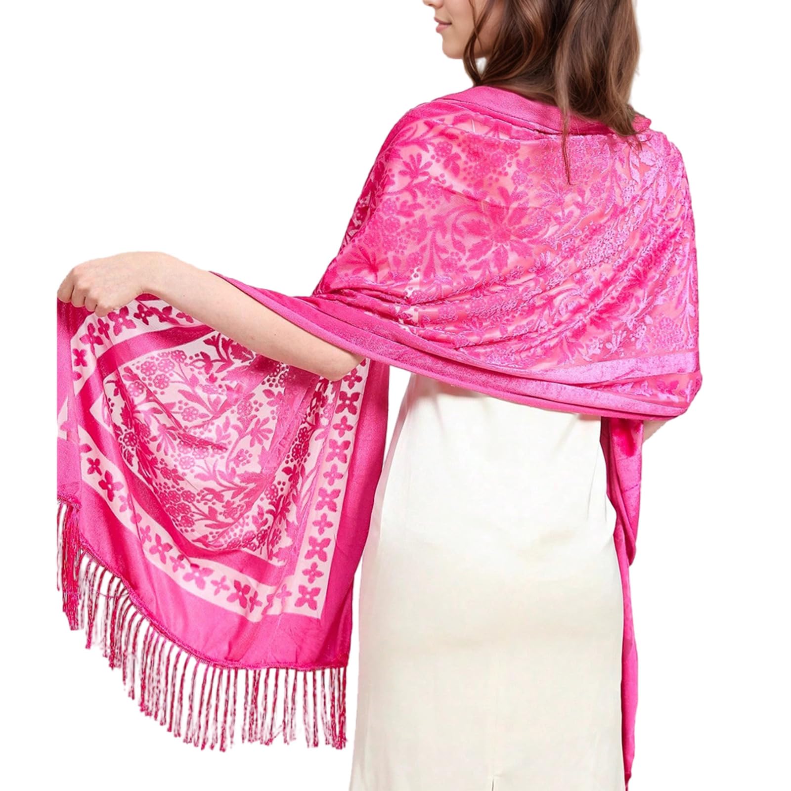 Sophisticated Velvets Shawl Scarf For Women Evening Dress Shoulder Wrap Comfortable Wedding Guest Fringed Scarf Velvet Shawl