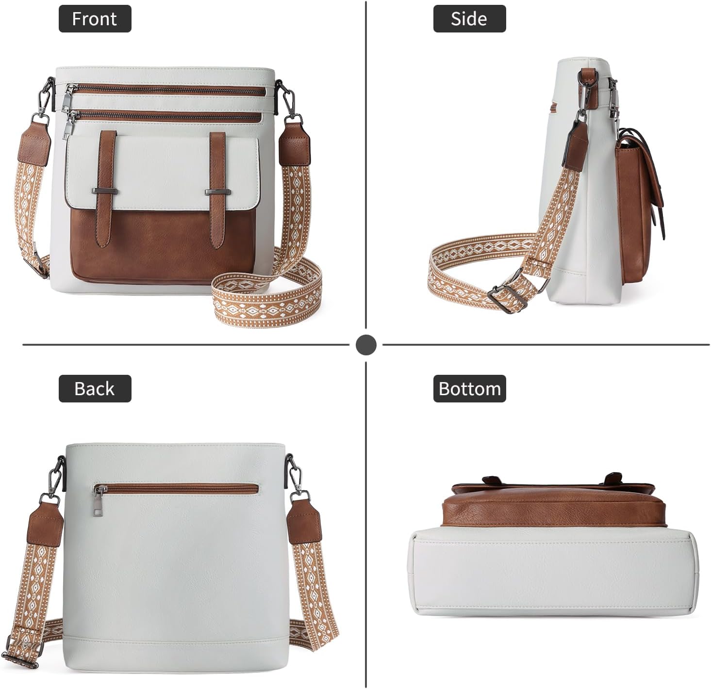 FALAN MULE Crossbody Bags for Women Vegan Leather Crossbody Purse Multi Pocket Shoulder Handbag Travel Purse - Image 6