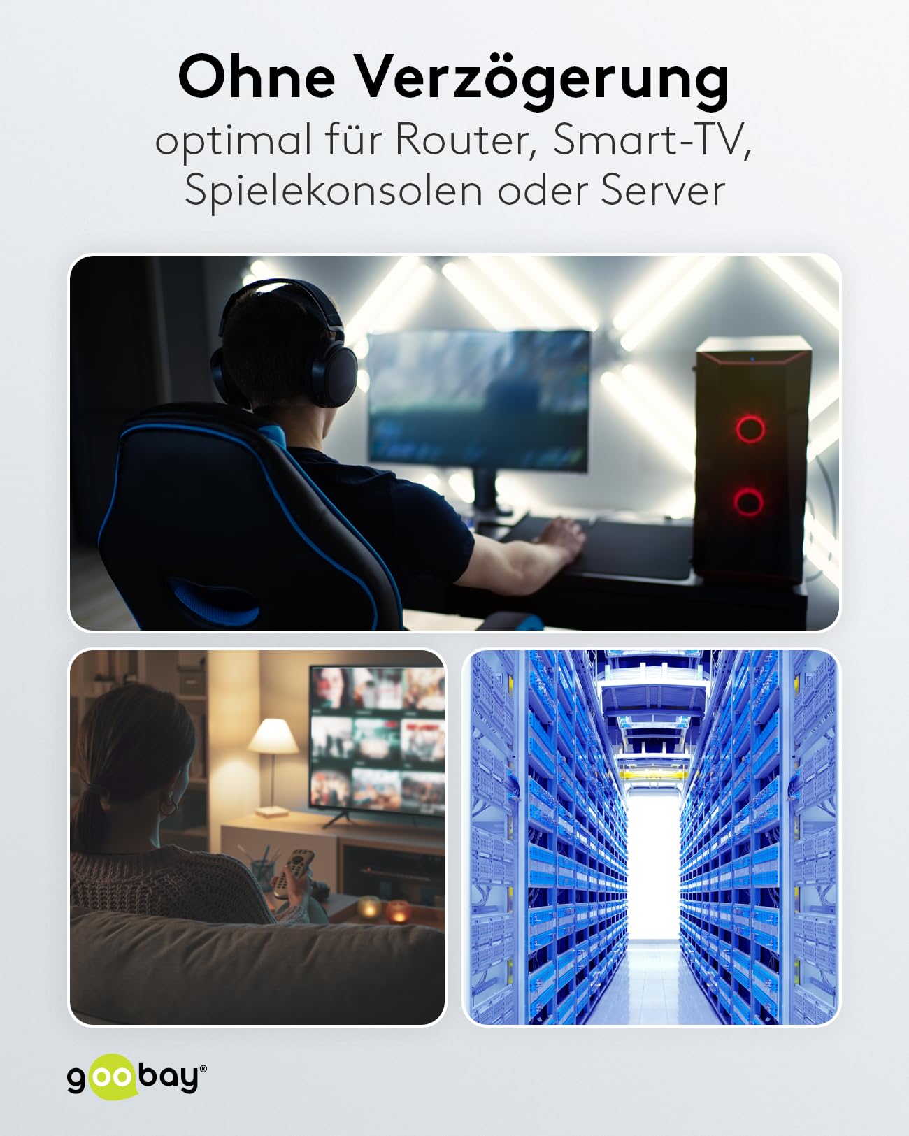 Goobay 55130 RJ45 kabel krosowy z kablem surowym CAT 8.1 S/FTP/Gaming PS5 Playstation 5 2000 MHz/OFC Lan kabel 15 metrów/kabel sieciowy LSZH/biały/kabel LAN 15 m