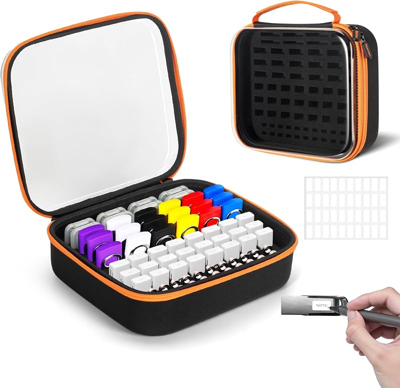 USB Flash Drive Case USB Storage with Labels, 72 Slots Thumb Drive Cases, Memory Card Case for USB Flash Drives, USB Holder Flash Drive Organizer Fits for Samsung/Sandisk/SamData/Lexar Jump Drive