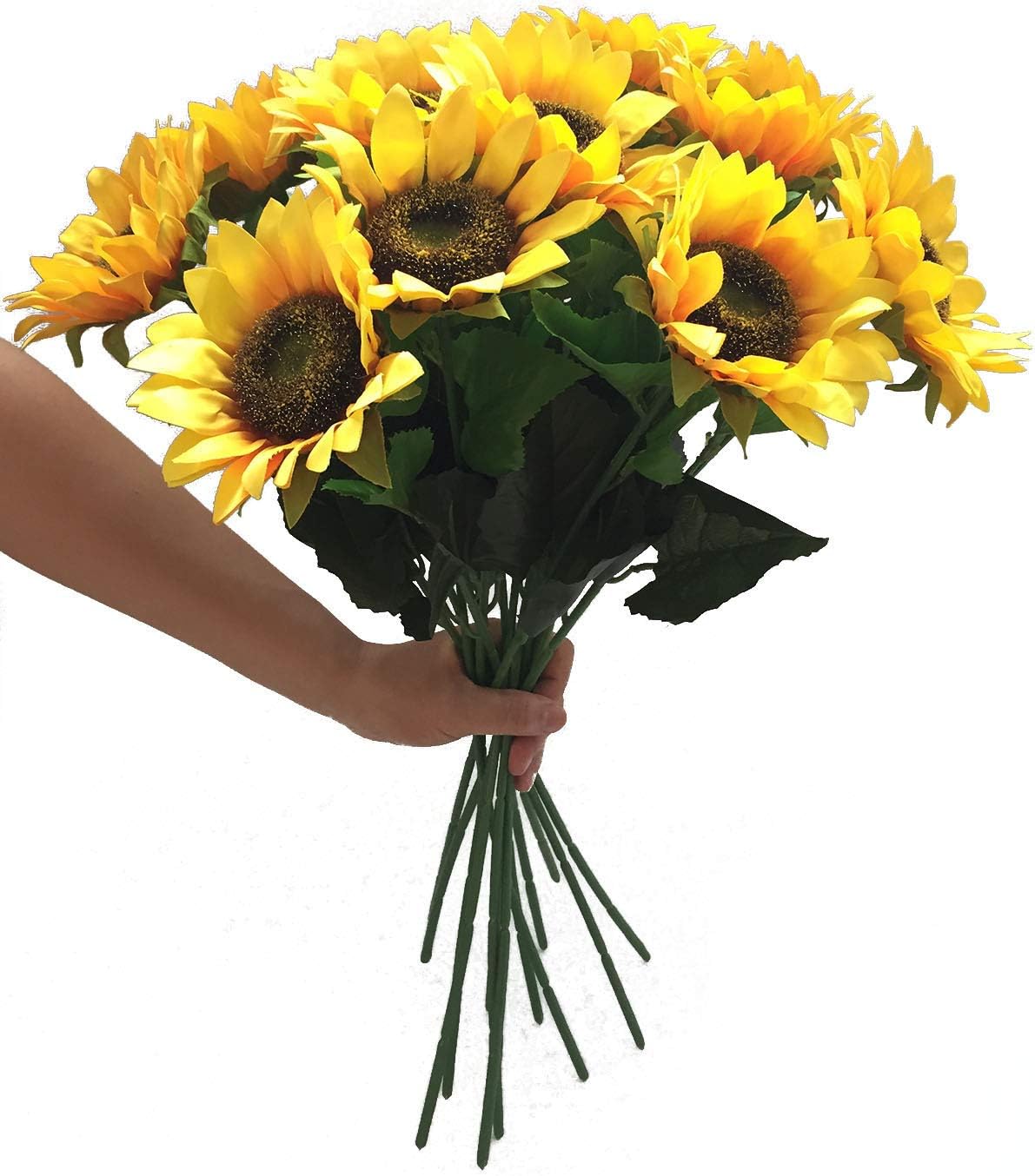 Charmly Artificial Sunflowers 5 Pcs Long Stem Fake Sunflowers Artificial Silk Flowers for Home Hotel Office Wedding Party Garden Decor 23.5'' High