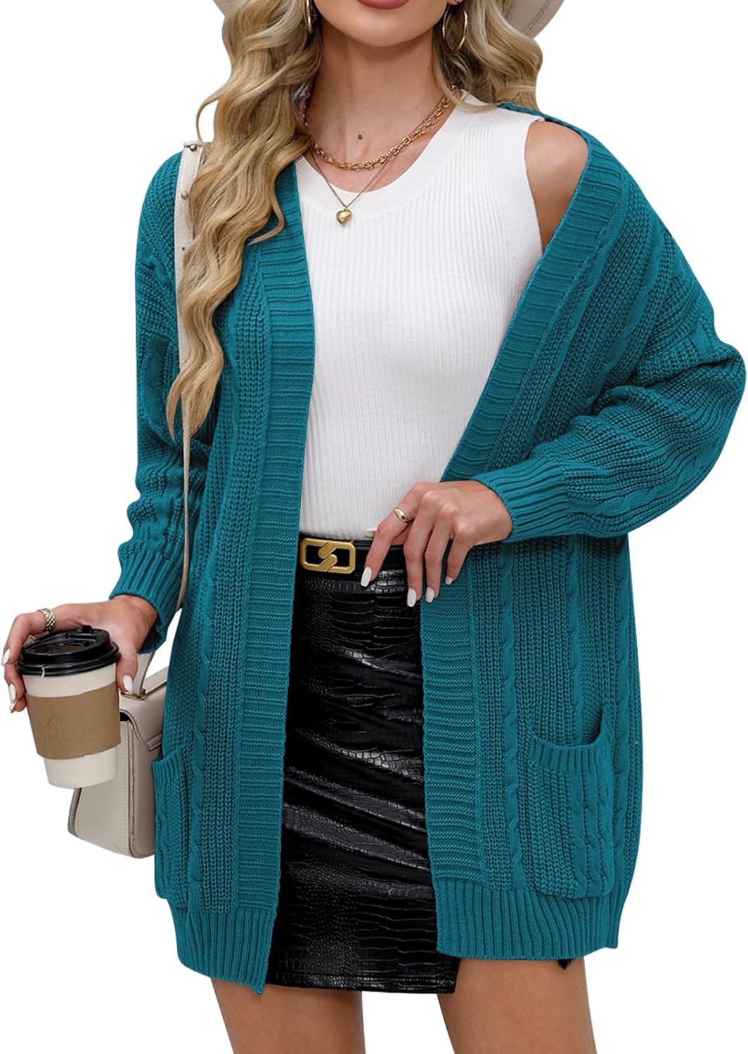 For G and PL Women’s V-Neck Long Sleeve Cardigan Cable Knit Open Front with Pockets Sweater Outerwear For G and PL Women’s V-Neck Long Sleeve Cardigan Cable Knit Open Front with Pockets Sweater Outerwear