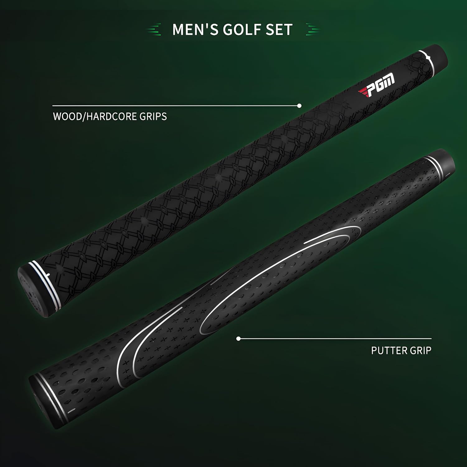 PGM Beginner Golf Clubs Sets Rio for Men 5 Piece Includes Golf Driver, 7 Iron, #52 Sand Wedge, Putter and Lightweight Carry Sunday Club Golf Half Bag Right Handed